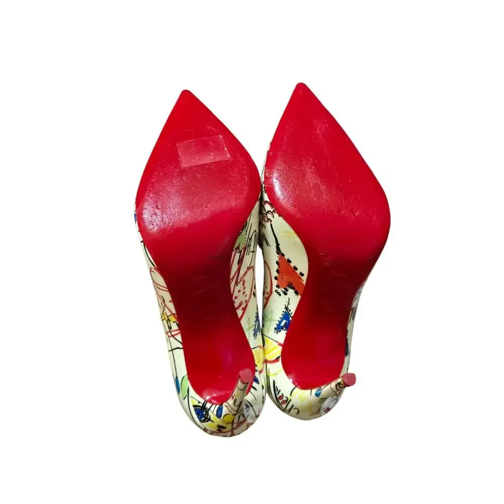 Christian Louboutin So Kate Graffiti Art Patent Leather 120 Heel Pumps